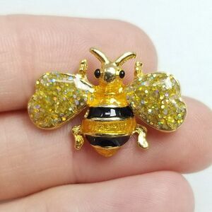 Vintage Little Bumble Bee Enamel Lapel Pin Brooch, Signed 1999 Friends Inc